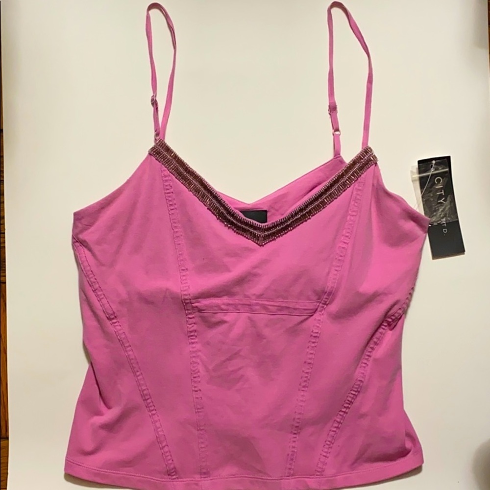 NWT city unltd. Pink top with bra size: L
